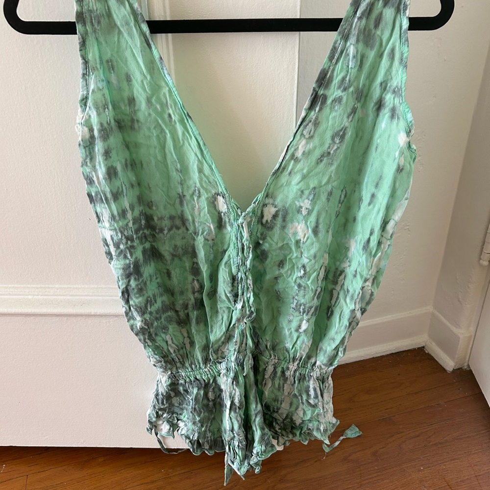 Green Tie-Dye beach coverup romper